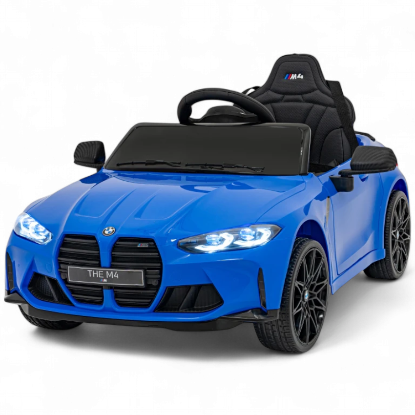 Carro Elétrico para Criança BMW M4 12v Azul c/ RODAS DE BORRACHA & ASSENTO EM PELE