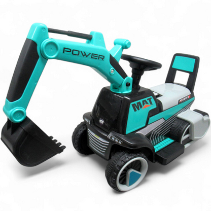 Escavadora Elétrica Power Mat 6v Azul c/ Rodas & Assento em Plástico