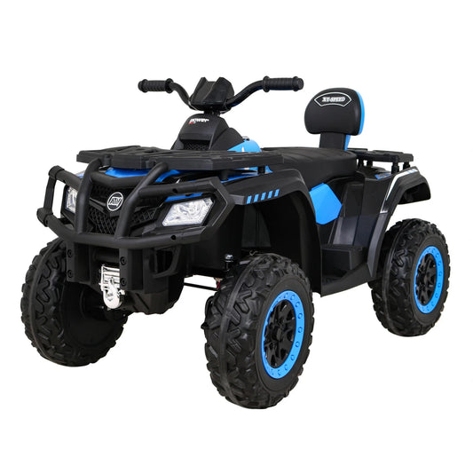 Mota Elétrica para Criança QUAD XT 4x4  24v Azul c/ RODAS DE BORRACHA & ASSENTO EM PELE