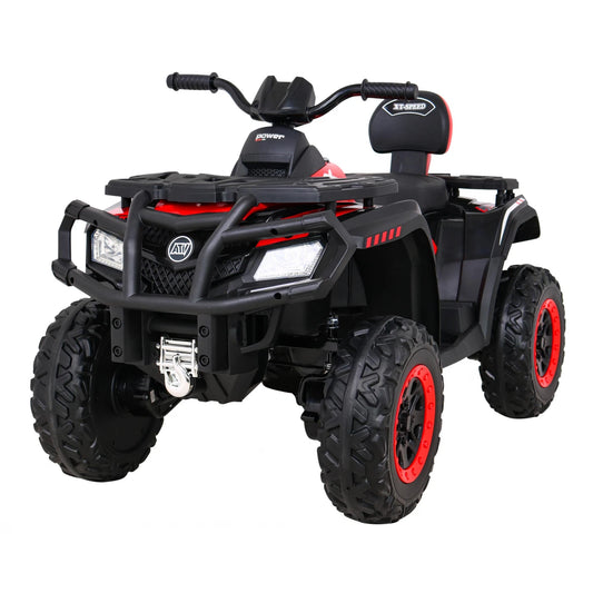 Mota Elétrica para Criança QUAD XT 4x4 24v Vermelha c/ RODAS DE BORRACHA & ASSENTO EM PELE