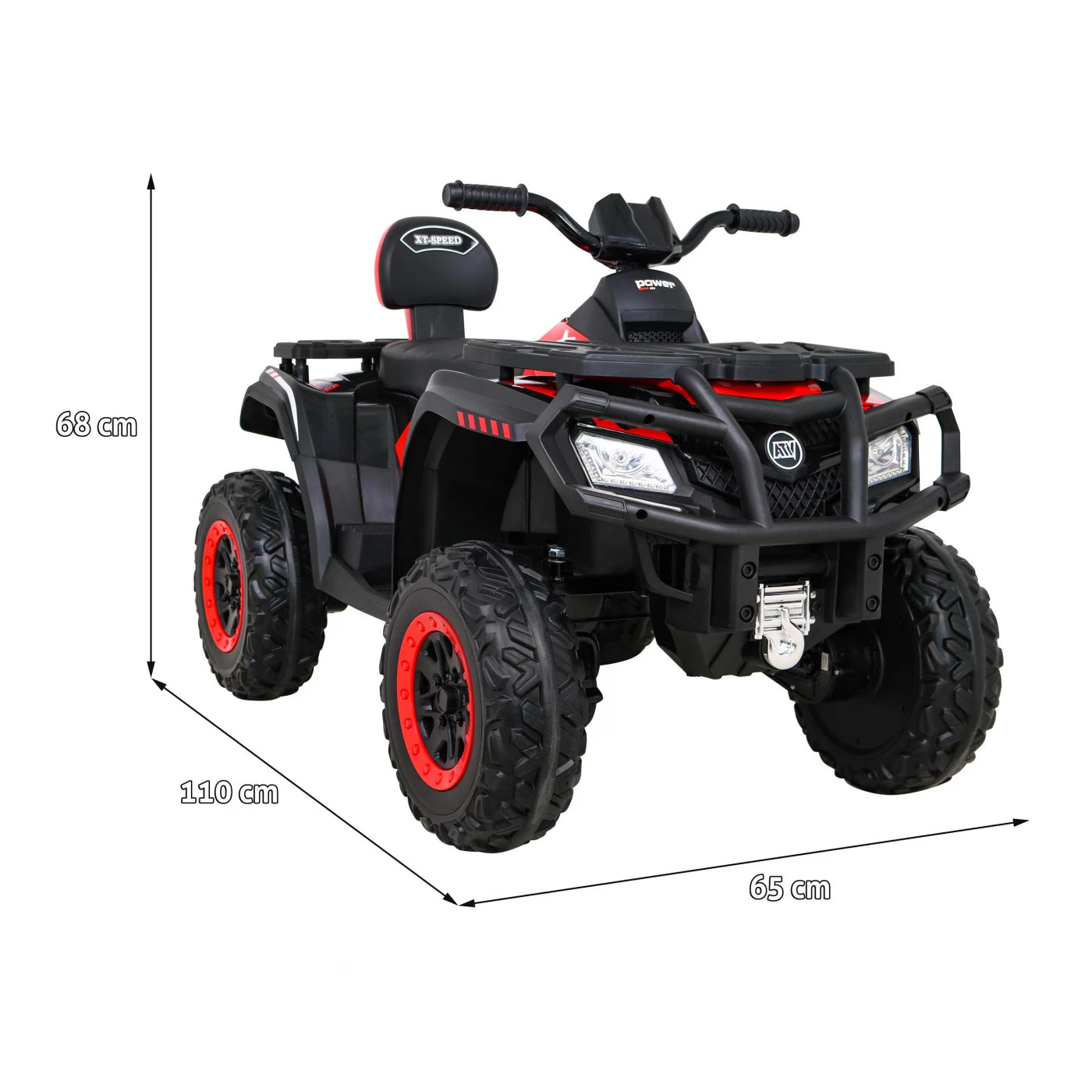 Mota Elétrica para Criança QUAD XT 4x4 24v Vermelha c/ RODAS DE BORRACHA & ASSENTO EM PELE