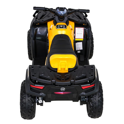 Mota Elétrica para Criança QUAD XT 4x4 24v Amarela c/ RODAS DE BORRACHA & ASSENTO EM PELE