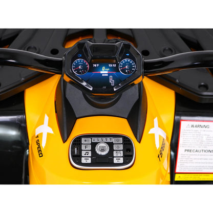 Mota Elétrica para Criança QUAD XT 4x4 24v Amarela c/ RODAS DE BORRACHA & ASSENTO EM PELE