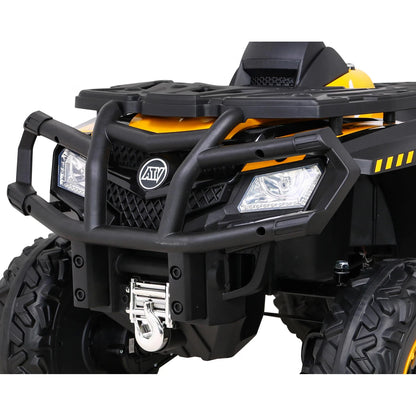 Mota Elétrica para Criança QUAD XT 4x4 24v Amarela c/ RODAS DE BORRACHA & ASSENTO EM PELE