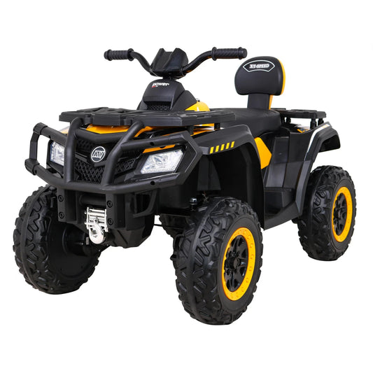 Mota Elétrica para Criança QUAD XT 4x4 24v Amarela c/ RODAS DE BORRACHA & ASSENTO EM PELE