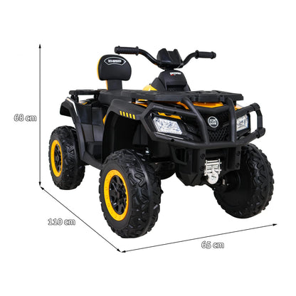 Mota Elétrica para Criança QUAD XT 4x4 24v Amarela c/ RODAS DE BORRACHA & ASSENTO EM PELE
