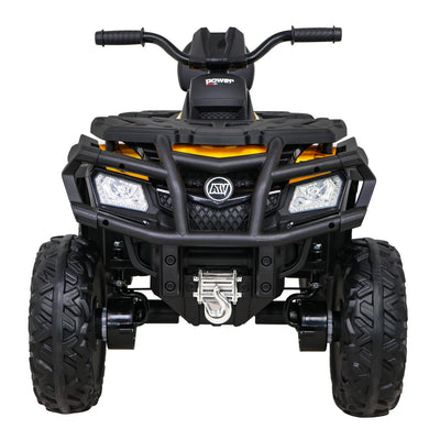 Mota Elétrica para Criança QUAD XT 4x4 24v Amarela c/ RODAS DE BORRACHA & ASSENTO EM PELE