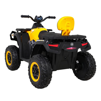 Mota Elétrica para Criança QUAD XT 4x4 24v Amarela c/ RODAS DE BORRACHA & ASSENTO EM PELE