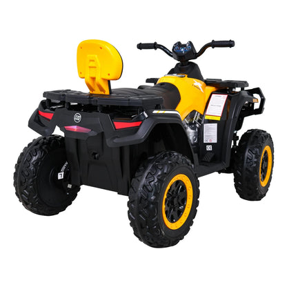 Mota Elétrica para Criança QUAD XT 4x4 24v Amarela c/ RODAS DE BORRACHA & ASSENTO EM PELE