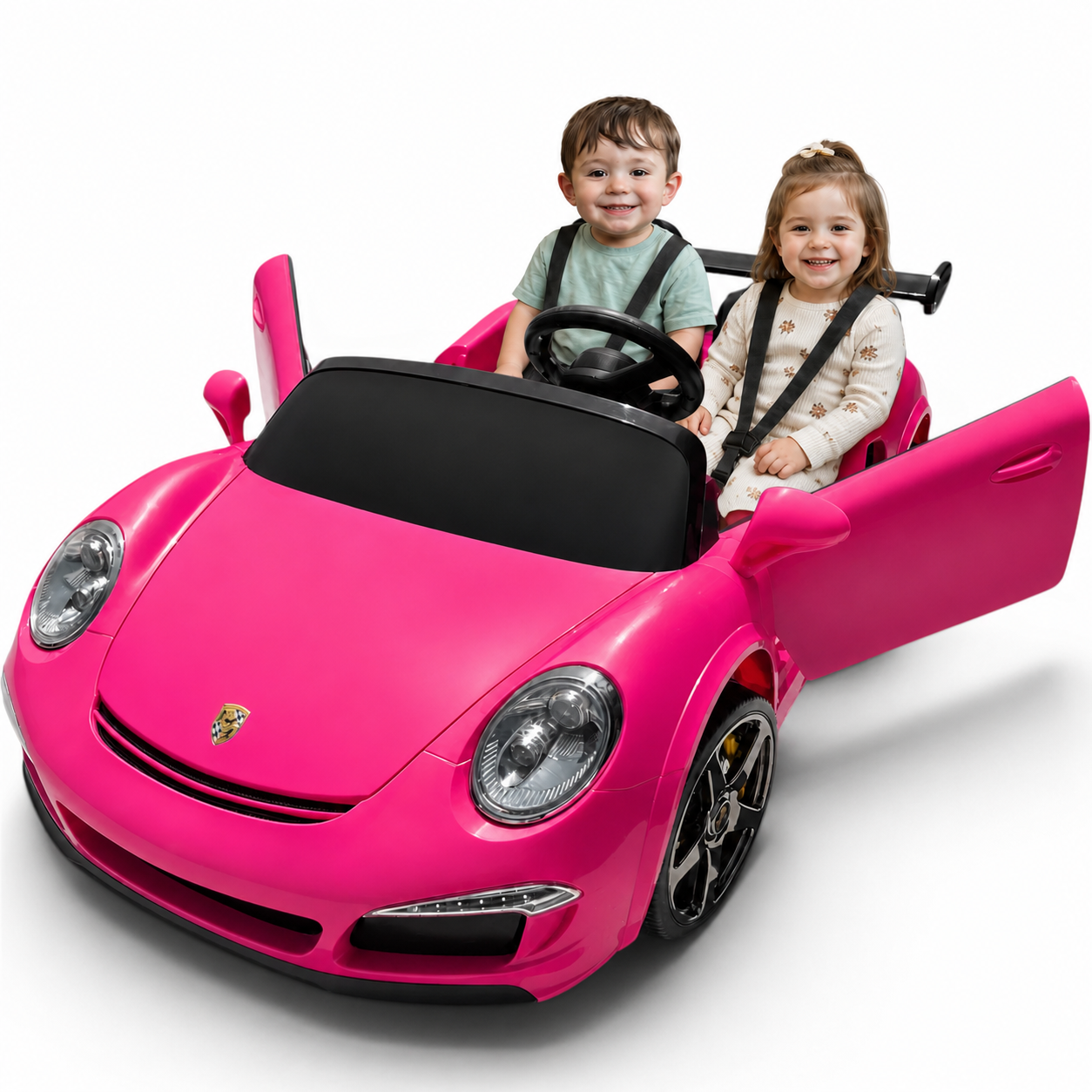 Carro Elétrico para Criança RUF CTT Rosa 4x4 24v c/ RODAS DE BORRACHA & ASSENTO EM PELE