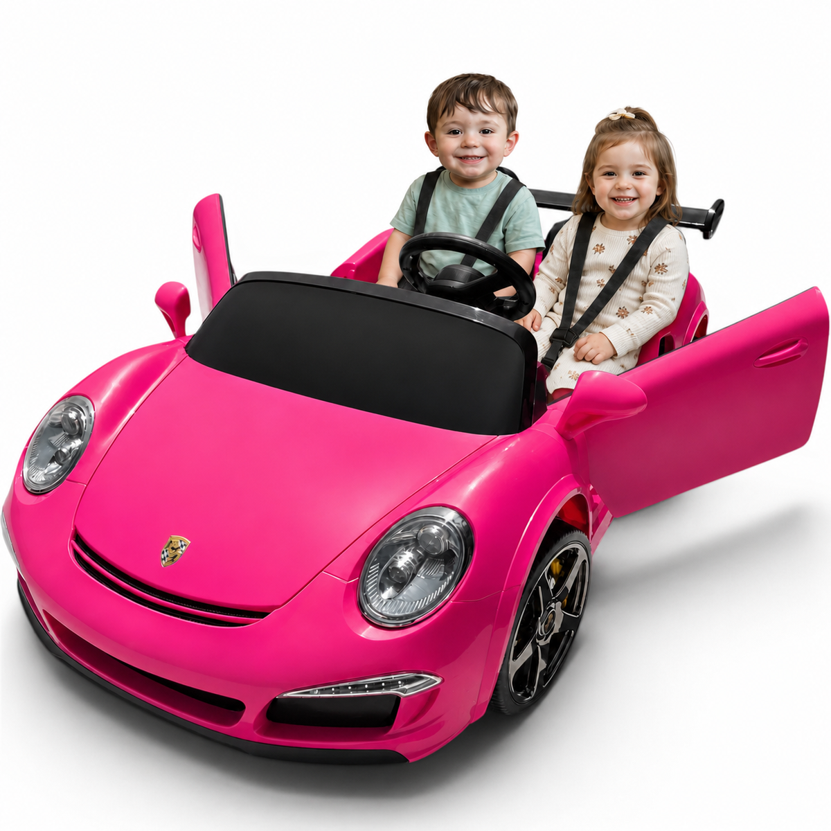 Carro Elétrico para Criança RUF CTT Rosa 4x4 24v c/ RODAS DE BORRACHA & ASSENTO EM PELE ECOLÓGICA