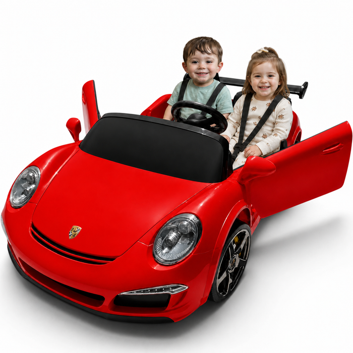Carro Elétrico para Criança RUF CTT Vermelho 4x4 24v c/ RODAS DE BORRACHA & ASSENTO EM PELE ECOLÓGICA