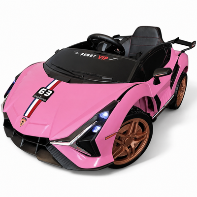 Carro Elétrico para Criança Sian Style Rosa 12v c/ RODAS DE BORRACHA & ASSENTO EM PELE