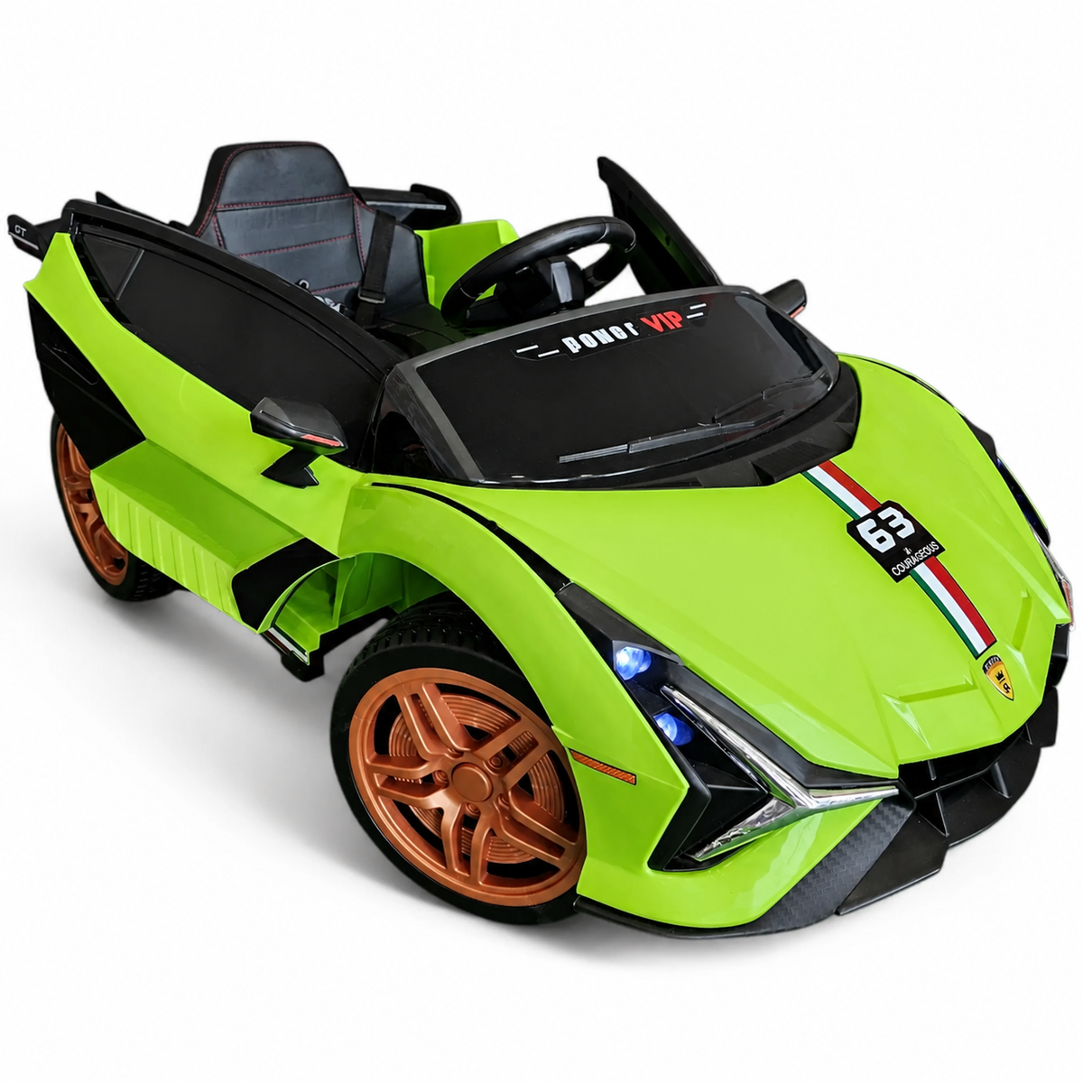 Carro Elétrico para Criança Sian Style Verde 12v c/ RODAS DE BORRACHA & ASSENTO EM PELE
