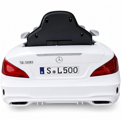 Carro Elétrico para Criança MERCEDES SL500 12V Branco c/ RODAS DE BORRACHA & ASSENTO EM PELE