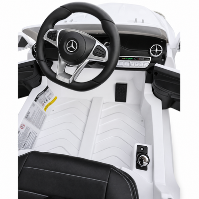 Carro Elétrico para Criança MERCEDES SL500 12V Branco c/ RODAS DE BORRACHA & ASSENTO EM PELE