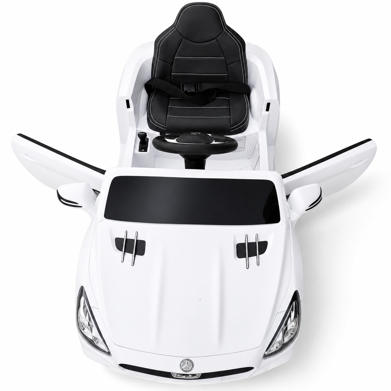 Carro Elétrico para Criança MERCEDES SL500 12V Branco c/ RODAS DE BORRACHA & ASSENTO EM PELE