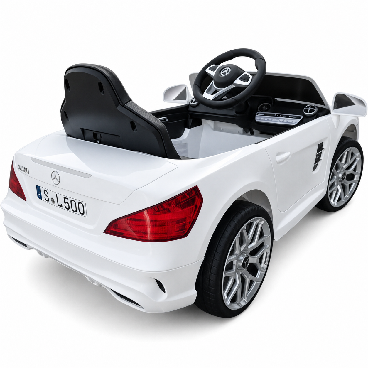 Carro Elétrico para Criança MERCEDES SL500 12V Branco c/ RODAS DE BORRACHA & ASSENTO EM PELE