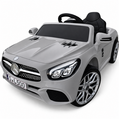Carro Elétrico para Criança MERCEDES SL500 12V Cinza BATERIA DE LITIO c/ RODAS DE BORRACHA & ASSENTO EM PELE