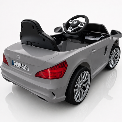 Carro Elétrico para Criança MERCEDES SL500 12V Cinza BATERIA DE LITIO c/ RODAS DE BORRACHA & ASSENTO EM PELE