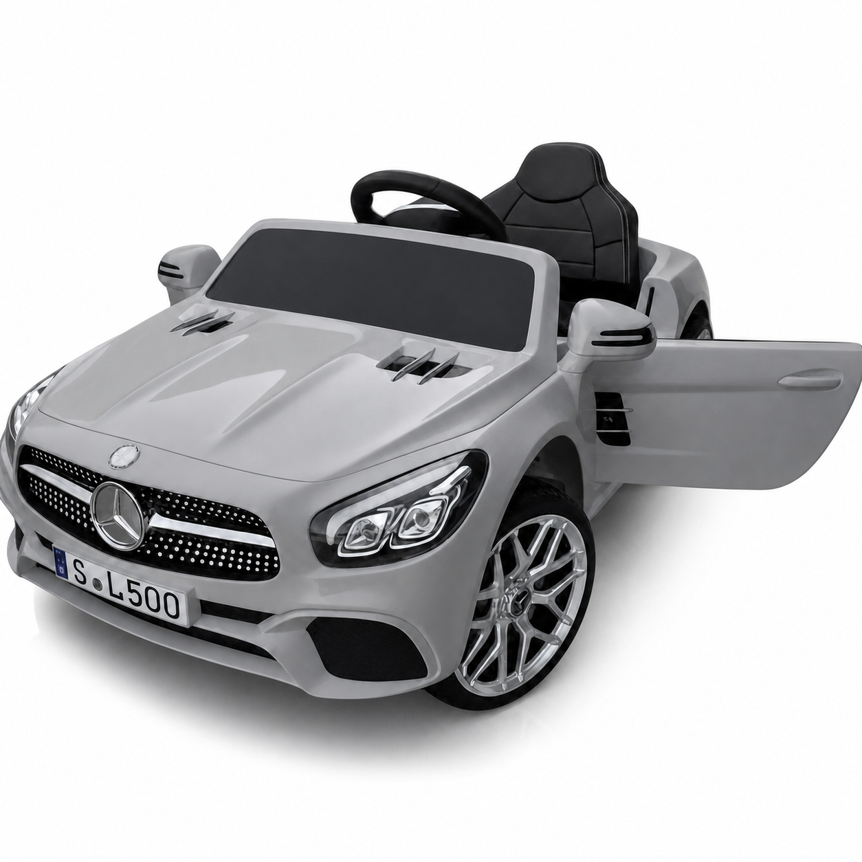 Carro Elétrico para Criança MERCEDES SL500 12V Cinza BATERIA DE LITIO c/ RODAS DE BORRACHA & ASSENTO EM PELE