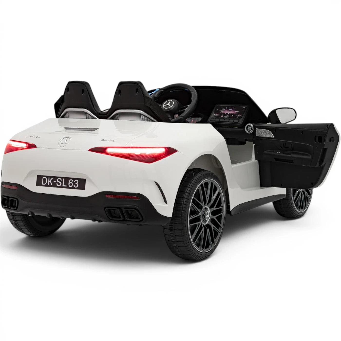 Carro Elétrico para Criança MERCEDES SL63 Branco 4x4  2 LUGARES 24v c/ RODAS DE BORRACHA & ASSENTO EM PELE