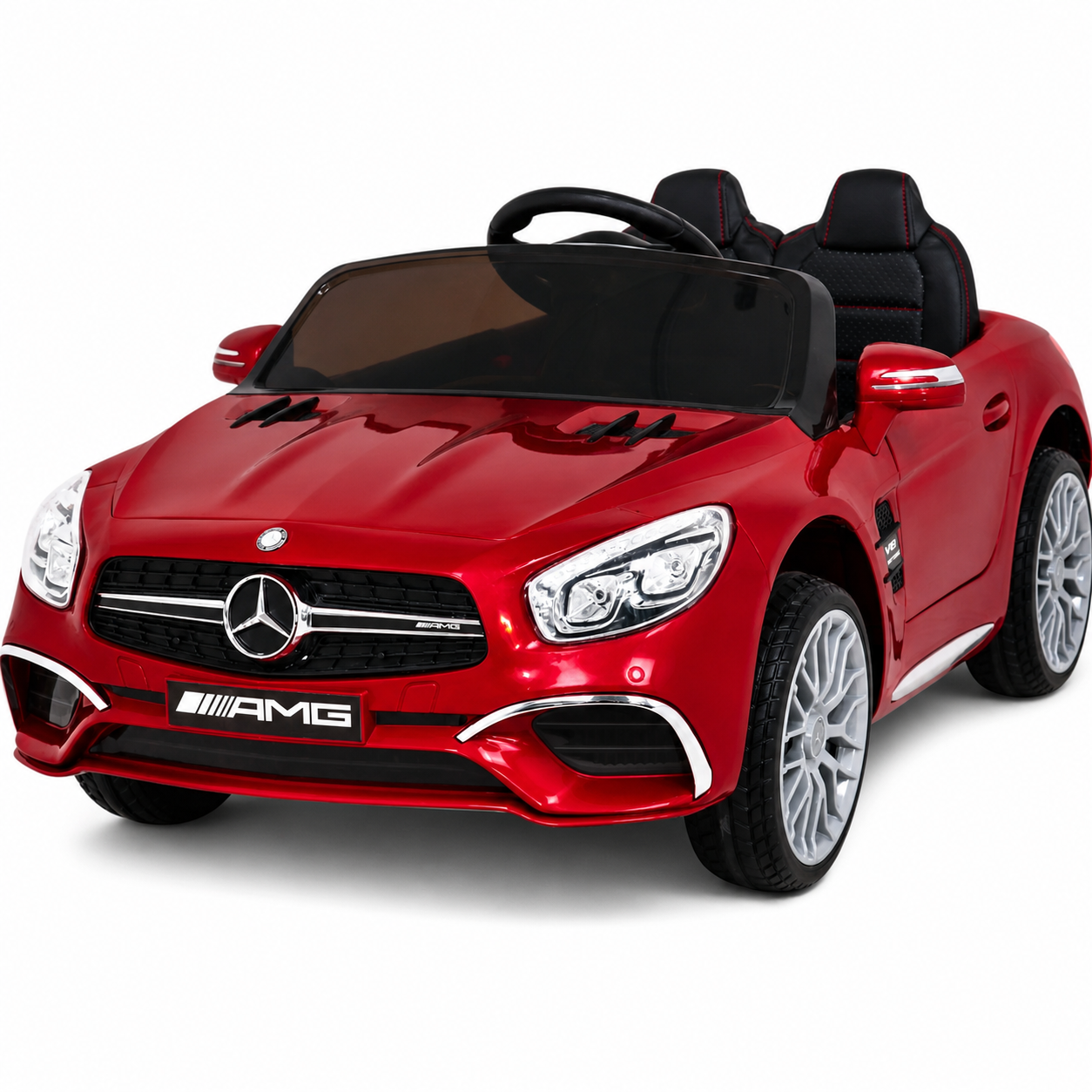 Carro Elétrico para Criança MERCEDES SL65 12V Ecrã MP4 Vermelho Metalizado c/ RODAS DE BORRACHA & ASSENTO EM PELE