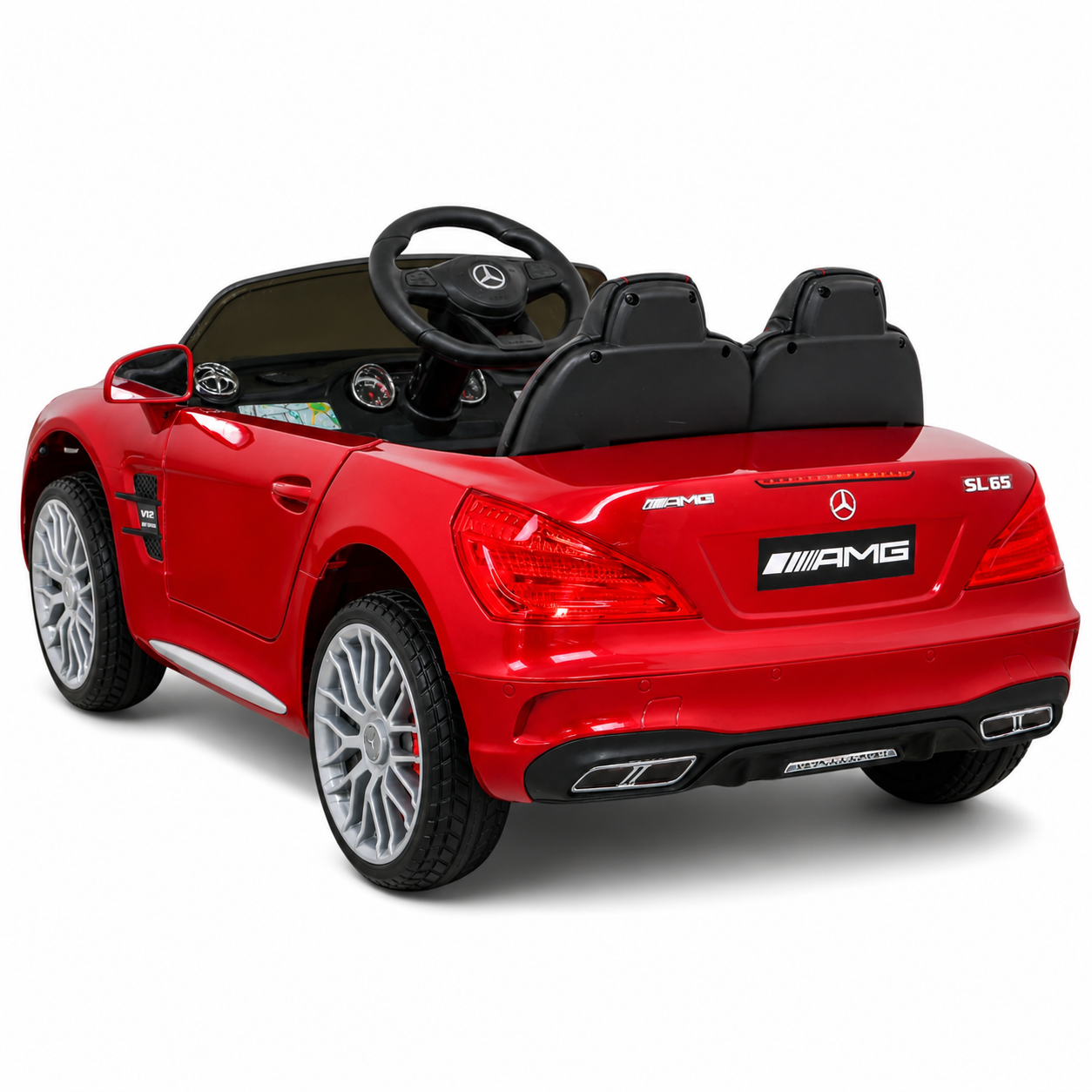 Carro Elétrico para Criança MERCEDES SL65 12V Ecrã MP4 Vermelho Metalizado c/ RODAS DE BORRACHA & ASSENTO EM PELE
