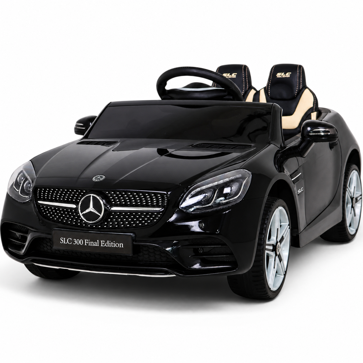 Carro Elétrico para Criança MERCEDES SLC300 12v Preto BATERIA DE LITIO c/ RODAS DE BORRACHA & ASSENTO EM PELE