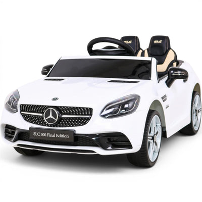 Carro Elétrico para Criança MERCEDES SLC300 12v Branco BATERIA DE LITIO c/ RODAS DE BORRACHA & ASSENTO EM PELE