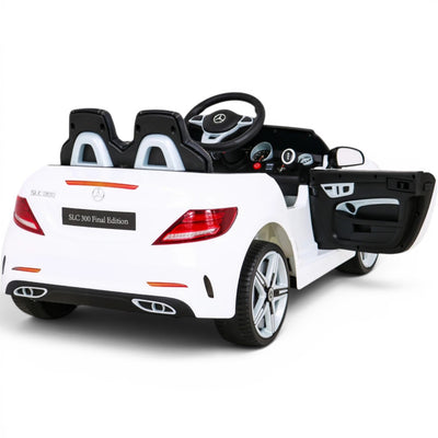 Carro Elétrico para Criança MERCEDES SLC300 12v Branco BATERIA DE LITIO c/ RODAS DE BORRACHA & ASSENTO EM PELE