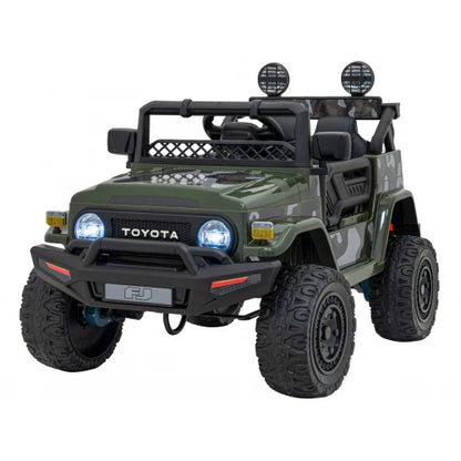 Carro Elétrico para Criança TOYOTA FJ CRUISER 12v 4X4 Verde Camuflado c/ RODAS DE BORRACHA & ASSENTO EM PELE