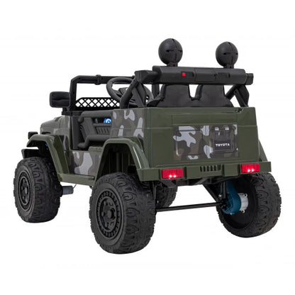 Carro Elétrico para Criança TOYOTA FJ CRUISER 12v 4X4 Verde Camuflado c/ RODAS DE BORRACHA & ASSENTO EM PELE