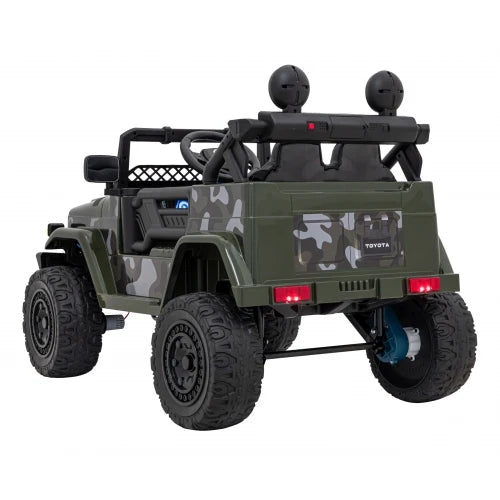 Carro Elétrico para Criança TOYOTA FJ CRUISER 12v 4X4 Verde Camuflado c/ RODAS DE BORRACHA & ASSENTO EM PELE