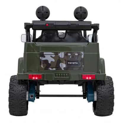 Carro Elétrico para Criança TOYOTA FJ CRUISER 12v 4X4 Verde Camuflado c/ RODAS DE BORRACHA & ASSENTO EM PELE