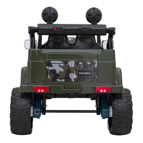 Carro Elétrico para Criança TOYOTA FJ CRUISER 12v 4X4 Verde Camuflado c/ RODAS DE BORRACHA & ASSENTO EM PELE