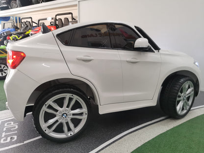 Carro elétrico para criança BMW X6M 12v Branco 2 Lugares c/ RODAS DE BORRACHA & ASSENTO EM PELE