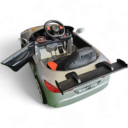 Carro Elétrico para Criança BM Z4 Style Cinza Metalizado 12v c/ RODAS DE BORRACHA & ASSENTO EM PELE