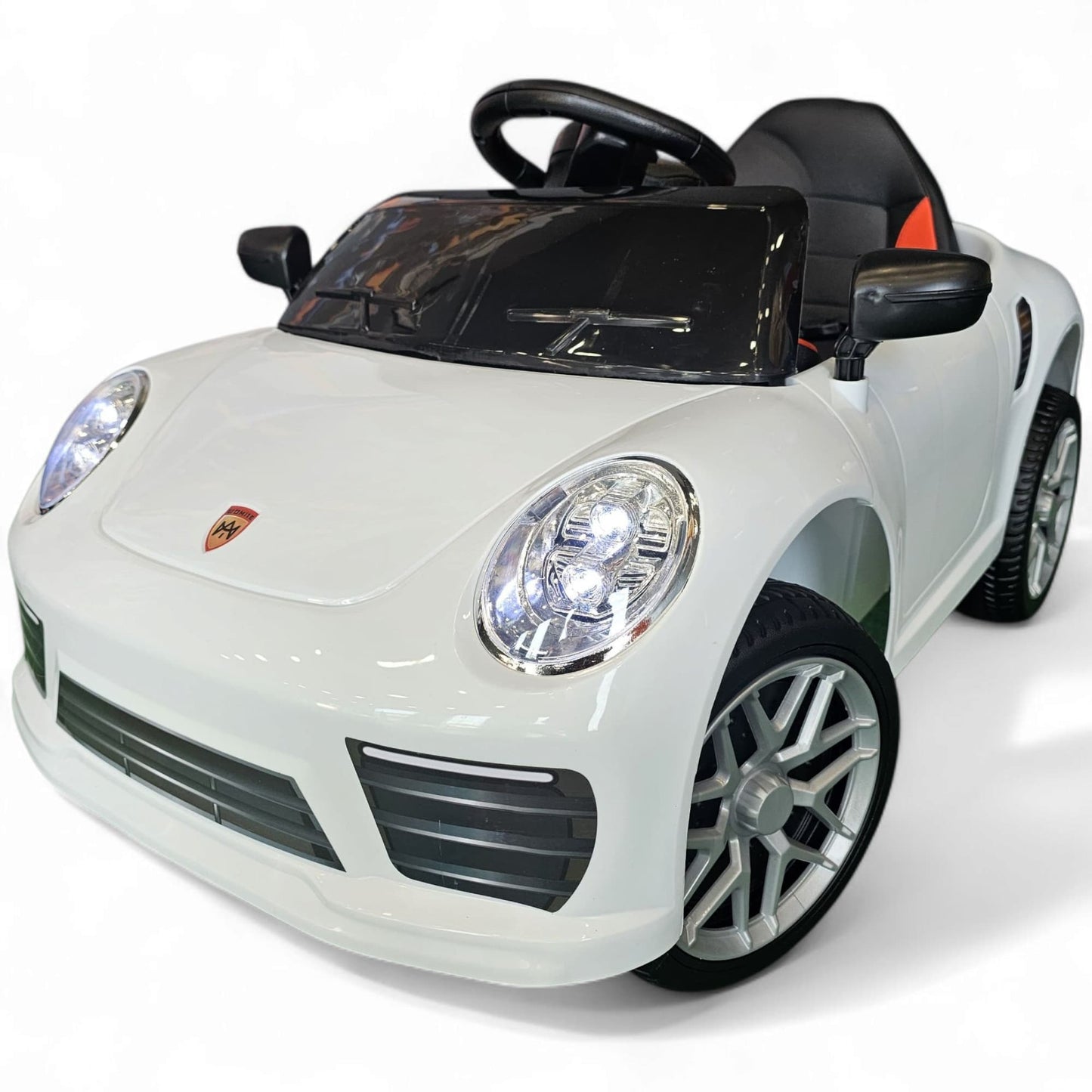 Carro Elétrico para Criança FUNDRIVE 12v Branco c/ RODAS DE BORRACHA & ASSENTO EM PELE
