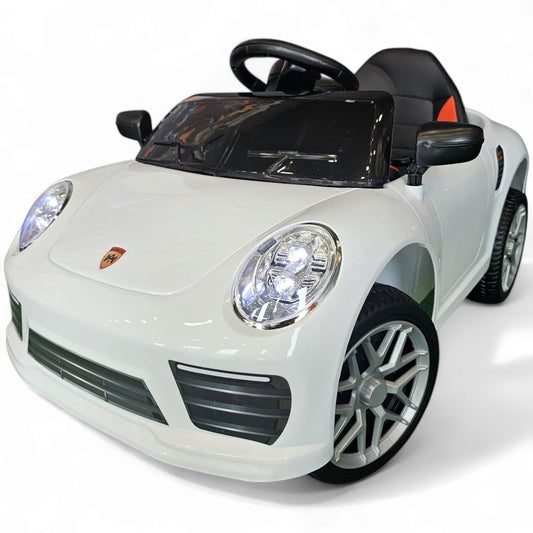 Carro Elétrico para Criança FUNDRIVE 12v Branco c/ RODAS DE BORRACHA & ASSENTO EM PELE