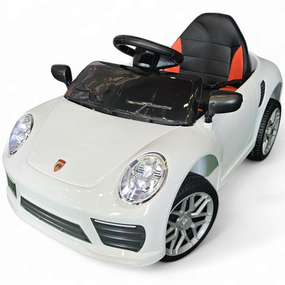 Carro Elétrico para Criança FUNDRIVE 12v Branco c/ RODAS DE BORRACHA & ASSENTO EM PELE