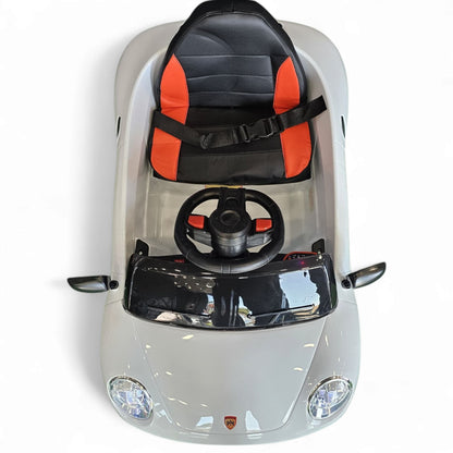 Carro Elétrico para Criança FUNDRIVE 12v Branco c/ RODAS DE BORRACHA & ASSENTO EM PELE