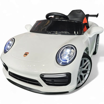 Carro Elétrico para Criança 911 Style Branco 12v c/ RODAS DE BORRACHA & ASSENTO EM PELE