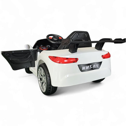 Carro Elétrico para Criança 911 Style Branco 12v c/ RODAS DE BORRACHA & ASSENTO EM PELE