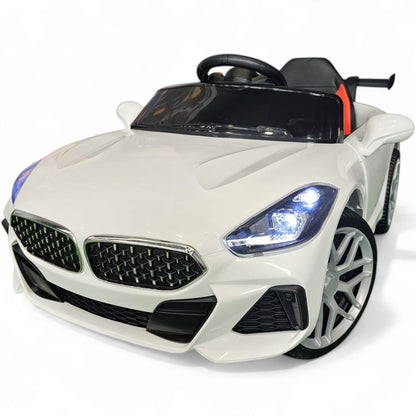 Carro Elétrico para Criança BM Z4 Style Branco 12v c/ RODAS DE BORRACHA & ASSENTO EM PELE