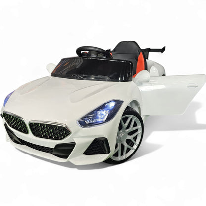 Carro Elétrico para Criança BM Z4 Style Branco 12v c/ RODAS DE BORRACHA & ASSENTO EM PELE