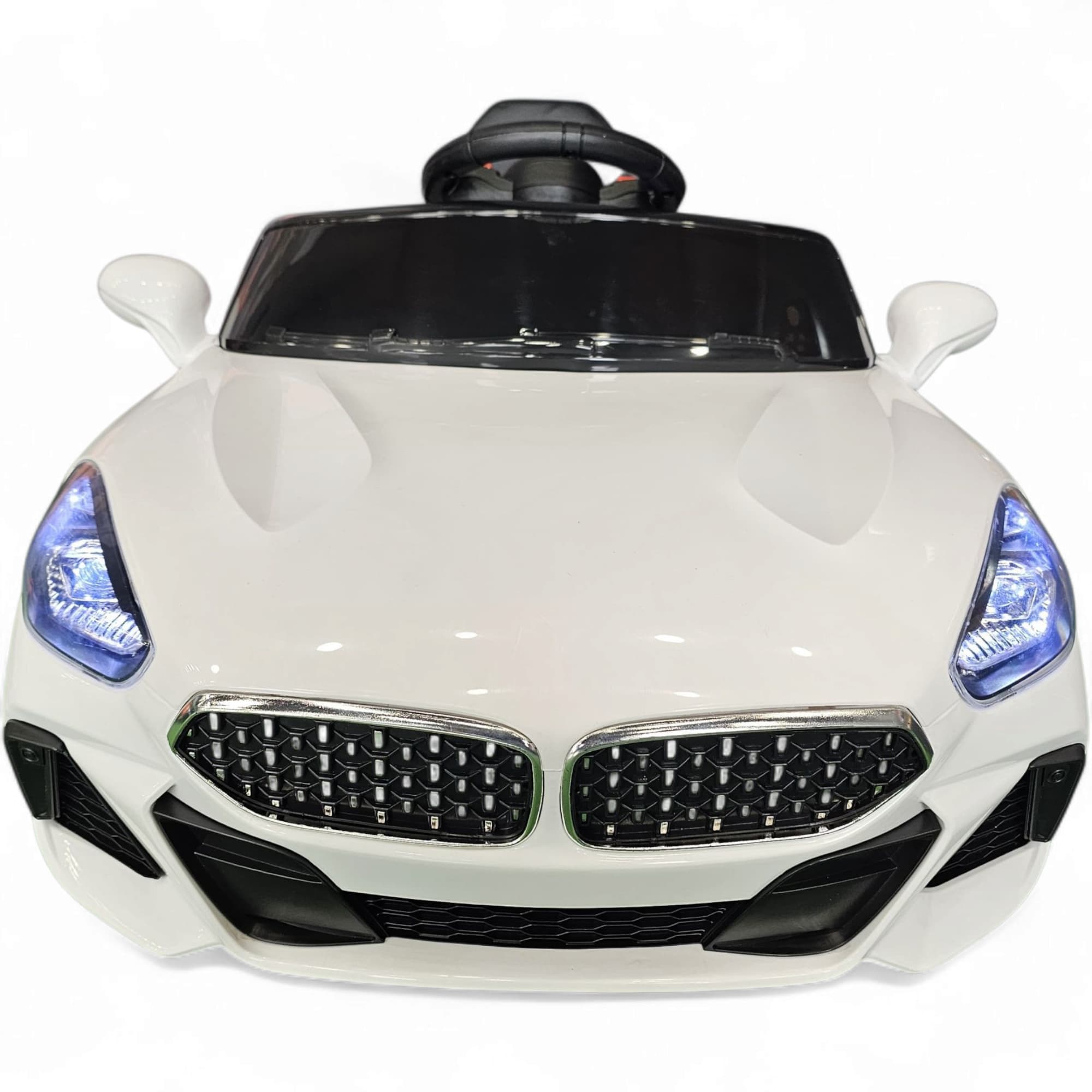 Carro Elétrico para Criança BM Z4 Style Branco 12v c/ RODAS DE BORRACHA & ASSENTO EM PELE