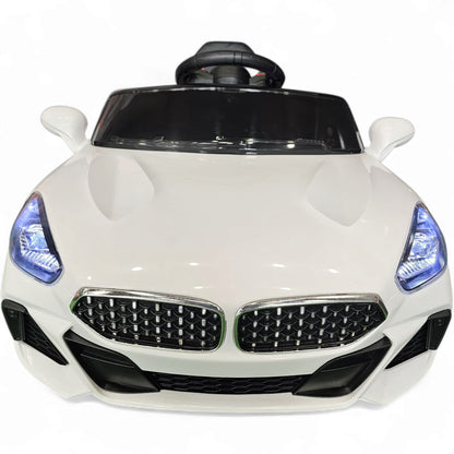 Carro Elétrico para Criança BM Z4 Style Branco 12v c/ RODAS DE BORRACHA & ASSENTO EM PELE
