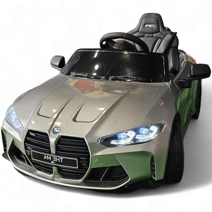 Carro Elétrico para Criança BMW M4 12v Cinza Metalizado c/ RODAS DE BORRACHA & ASSENTO EM PELE