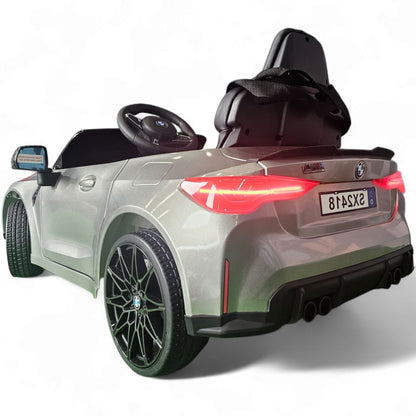 Carro Elétrico para Criança BMW M4 12v Cinza Metalizado c/ RODAS DE BORRACHA & ASSENTO EM PELE